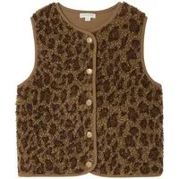 vertbaudet Blouson Mädchen Teddyfleece-Weste mit Leopardenmuster Leopardenmuster
