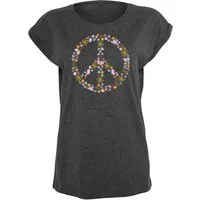 Youth Designz Print-Shirt "Peace Flowers" Damen T-Shirt Statement Geschenk Frauen Motiv mit stylischen Retro Aufdruck