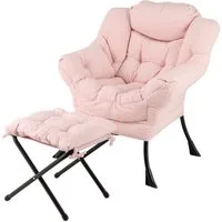 COSTWAY Relaxsessel (2-St), Ohrensessel gepolstert, mit Hocker