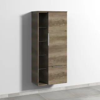 Sanipa 3way Stauraumschrank mit 1 Tür, 1 Auszug und offenen Fächern, Eiche-Nebraska UM18337