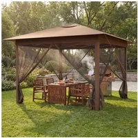 COSTWAY Faltpavillon, Pop-up Gartenpavillon höhenverstellbar mit Moskitonetz