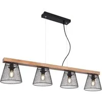GLOBO LIGHTING Hängeleuchte, Leuchtmittel nicht inklusive, Pendelleuchte Holzlampe 4 flammig