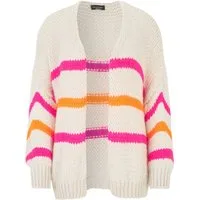 SASSYCLASSY Cardigan Oversize Strickjacke Damen aus weichem Grobstrick Lässiger Strick Cardigan mit Streifen, Made in Italy