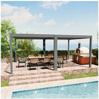 Weide Pergola Classic Pergola Aluminium freistehend 4 x 6 M anthrazit, BxTxH: 400x600x255 cm, (Hochwertigstes Aluminium & verzinkte Stahl-Lamellen, Komplettset)