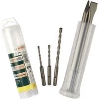 Meißel- und Hammerbohrer-Set SDS-plus, Meißel- & Bohrer-Satz grün, 5-teilig