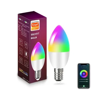 LIXINCORDA E14 Smart Bulb Tuya Wifi Candle Lamp APP Remote Control LED Bulb WiFi 2.4GHz Supports Alexa Google Assistant