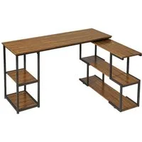 Mondeer Eckschreibtisch Computertisch, mit 360 Grad Drehbarem S-Regal, 2 Höhenverstellbare Regale, L-förmig