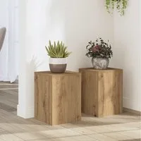 vidaXL Blumenständer, Pflanzenständer 2 Stk. Artisan-Eiche 25x25x35 cm Holzwerkstoff