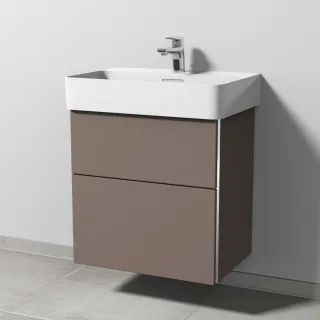 Sanipa 3way Waschtischunterbau zu Laufen VAL Waschtisch mit 2 Auszügen, Taupe-Matt BP8211T