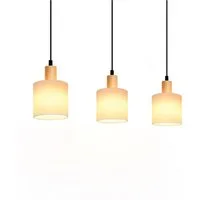 ZMH Pendelleuchte 3 Flammig Holz Esstischlampe Vintage - Rund Weiß Schlafzimmer, ‎Verstellbare Höhe, ohne Leuchtmittel, E14 Esstischlampe für Esszimmer Restaurant