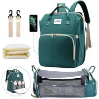 Mutig Wickeltasche Wickeltasche Rucksack, wickelrucksack mit bettfunktion Großer (Multifunktionale Diaper Bag Mit Wickelunterlage, Kinderwagen-Haken, Geeignet für Mama und Papa,Baby-Wickeltaschen, Muttertagsgeschenke), multifunktionaler wasserdichter