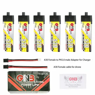 6Pcs Gaoneng 3.8V 530mAh 90C 1S LiHV Battery A30 Plug for Sub250 Nanofly20 Emax Tinyhawk S BetaFPV Beta75X