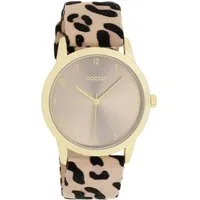OOZOO Quarzuhr Damenuhr C11372 – IP-Gold Taupe Lederband 38 mm – Elegante Quarzuhr, für Damen mit klassischem Design und hohem Tragekomfort