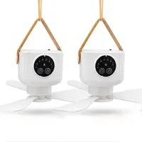 HAC24 Deckenventilator 2x Portabler Akku Ventilator Outdoor Camping, zum Hängen mit Licht & Fernbedienung