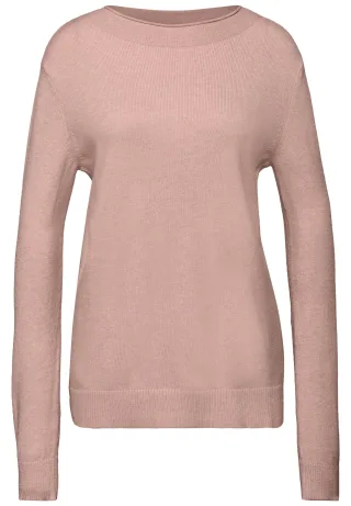 Street One - Pullover mit Rollkante faded rose mel. - Gr. - 44
