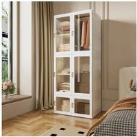 PXloue Kleiderschrank Hochschränke Garderobe Faltbares Design (10 Fächer, 6 Türen) Mehrzweckschrank für Schlafzimmer Ankleidezimmer