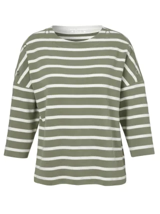 VIA APPIA DUE - Sweatshirt U-Boot 3/4 Arm Ringel grün/weiß - Gr. - 42