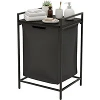 relaxdays Wäschesortierer Wäschesammler mit Ablage, schwarz
