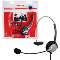 Hama Mono Headset Kopfhörer 2,5mm Klinke Kopfbügel Smartphone-Headset (Universal, Mikrofon, Stummschaltung, etc, Kein, Universal Klinken-Stecker passend für Gigaset DECT Telefon Festnetz)