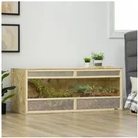 PawHut Terrarium Reptil Fütterungsbox mit Lüftungsgitter, Schiebetüren aus Glas, für Reptilien, Natur