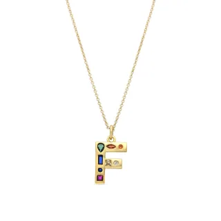 Luxenter Halskette mit mehrfarbigen Zirkonia 18k Gold Finish - Alphabet