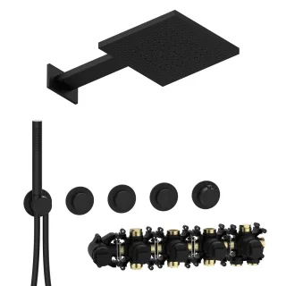 Herzbach MODUL7 PUSH-Thermostat-Set P-TF2 TWIN FLOW Schwarz matt, 70.703723.1.12 70.703723.1.12
