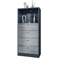 Vladon Kommode Pino V3 (Anrichte, mit 4 Schubladen & 1 offenem Fach), Anthrazit matt/Avola-Anthrazit (56 x 125 x 36 cm)