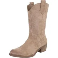 Ital-Design Elegante Cowboystiefel mit Stickerei für Damen Westernstiefel (89937853) Blockabsatz Stiefel in Hellbraun