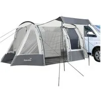 Skandika Buszelt Campingzelt, Tunnelzelt, Aarhus Travel 2, Vorzelt für Bus/Van, Personen: 2 (Tragetasche, Moskitonetz am Haupteingang, Sonnendach), Freistehend, 2 Eingänge, herausnehmbare Schlafkabine, Stehhöhe 205 cm