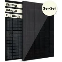 VALE Balkonkraftwerk Leistungsstarke Solarmodule 2er Set Bifazial Full-Black, (private Energieerzeugung, Photovoltaik Set, 880, 890, 900, 920 Wp, private Energieerzeugung, Photovoltaik Set, 880, 890, 900, 920 Wp), BKW, PV-Anlage, Solarpanele, Solarst
