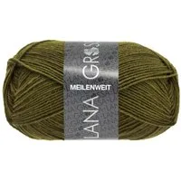 LANA GROSSA MEILENWEIT 50 g UNI Häkelwolle, 210 m (4-fach Sockenwolle mit 80 % Schurwolle), 50 g