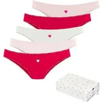LASCANA Brasilslip Geschenk Box (5er-Pack) mit süßen Herzchen-Prints und aus elastischer Baumwoll-Qualität