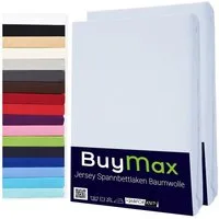 Buymax Spannbettlaken 2-er Set, Doppelpack, Bettlaken, Jersey 100% Baumwolle, Gummizug: rundum, (2 Stück), Pflegeleicht und Atmungsaktiv in Verschiedenen Farben und Größen