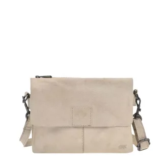 Umhängetasche Damen 2 Hauptfächer Leder feather 25x17cm | Bear Design Billy. Funktionale Tasche mit integrierten Stiftschlaufen und Reißverschluss.