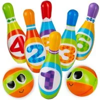 all Kids United Outdoor-Spielzeug Kinder Bowling Set XXL – Kegelspiel mit Bällen, Outdoor Spielzeug, PU-Schaumstoff, XXL Kegel-Spiel (6-tlg) + 2 Bälle