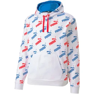 Puma Grafiklogo Langarm Pullover Weiß AOP Mens Hoodie 582795 62