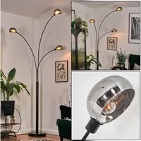 hofstein Stehlampe Stehlampe aus Metall in Schwarz/Chrom/Rauch im Retro/Vintage-Design, verstellbare Stehleuchte mit Marmorfuß und Schalter am Gehäuse, E14