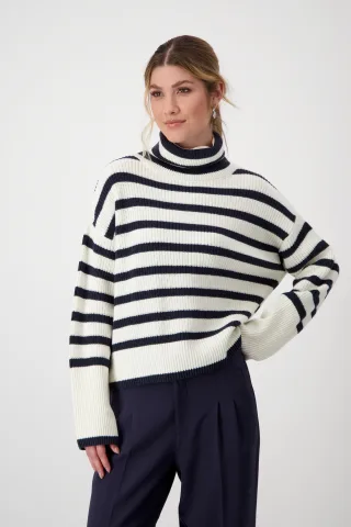 monari - Ringelpullover off-white ringel - Gr. - 40