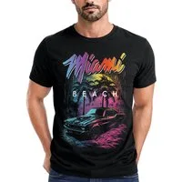 Neverless Print-Shirt Herren T-Shirt Miami Beach USA Oldtimer Car Palmen Print Fashion mit Print