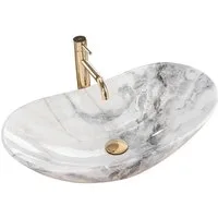 wohnwerk.idee Aufsatzwaschbecken Waschbecken Marmor Optik 60,5x36cm Royal Granit
