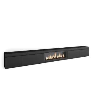 Skraut Home Lowboard, Schwarz, Holzwerkstoff, Rechteckig,Rechteckig, 368x45x35 cm, Wohnzimmer, Wohnwände, Lowboards, Lowboards stehend