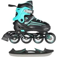NILS EXTREME Inlineskates 2-IN-1 Inliner Schlittschuhe wechselbare Kufen, Verstellbare Größe