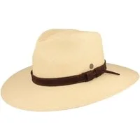 Breiter Strohhut Breiter Panama-Hut mit Leder-Garnitur & UV-Schutz 50