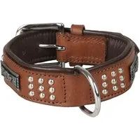 Flamingo Hunde-Halsband Halsband Sedona Leder mit Nieten braun