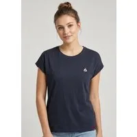 Eight2Nine T-Shirt Damen T-Shirt mit maritimer Stickerei Ärmel mit Aufschlag, Stickmotive: Muschel, Schiff, Hummer, Anker