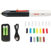 Bosch Home & Garden Heißklebestift Gluey, pink, (USB-Ladegerät & -Kabel, 2x1,2 V HR06 (AA) Akkus), inkl. 20 Mini-Klebesticks in vielen Farben