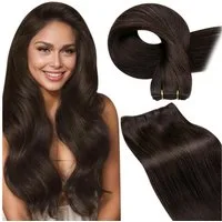 LuxusKollektion Echthaar-Extension Extensions Echthaar Dunkelbraun Remy 35cm 80g 35cm-80G 4.5-Weft-#2