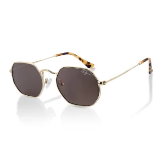De-Gamme Gold Retro Rechteckige Polarisierte Sonnenbrille – Napoli