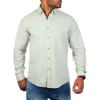 CARISMA Langarmhemd Herren Leinen Baumwoll Mix Casual Hemd 8529 Regular Button-Down-Kragen Langarm Uni
