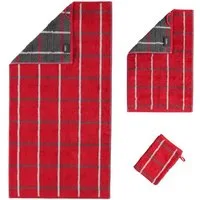 Cawö Handtuch Waschhandschuh Noblesse Square 1079 27 Rot, Walkfrottier (1-St), Karo-Design